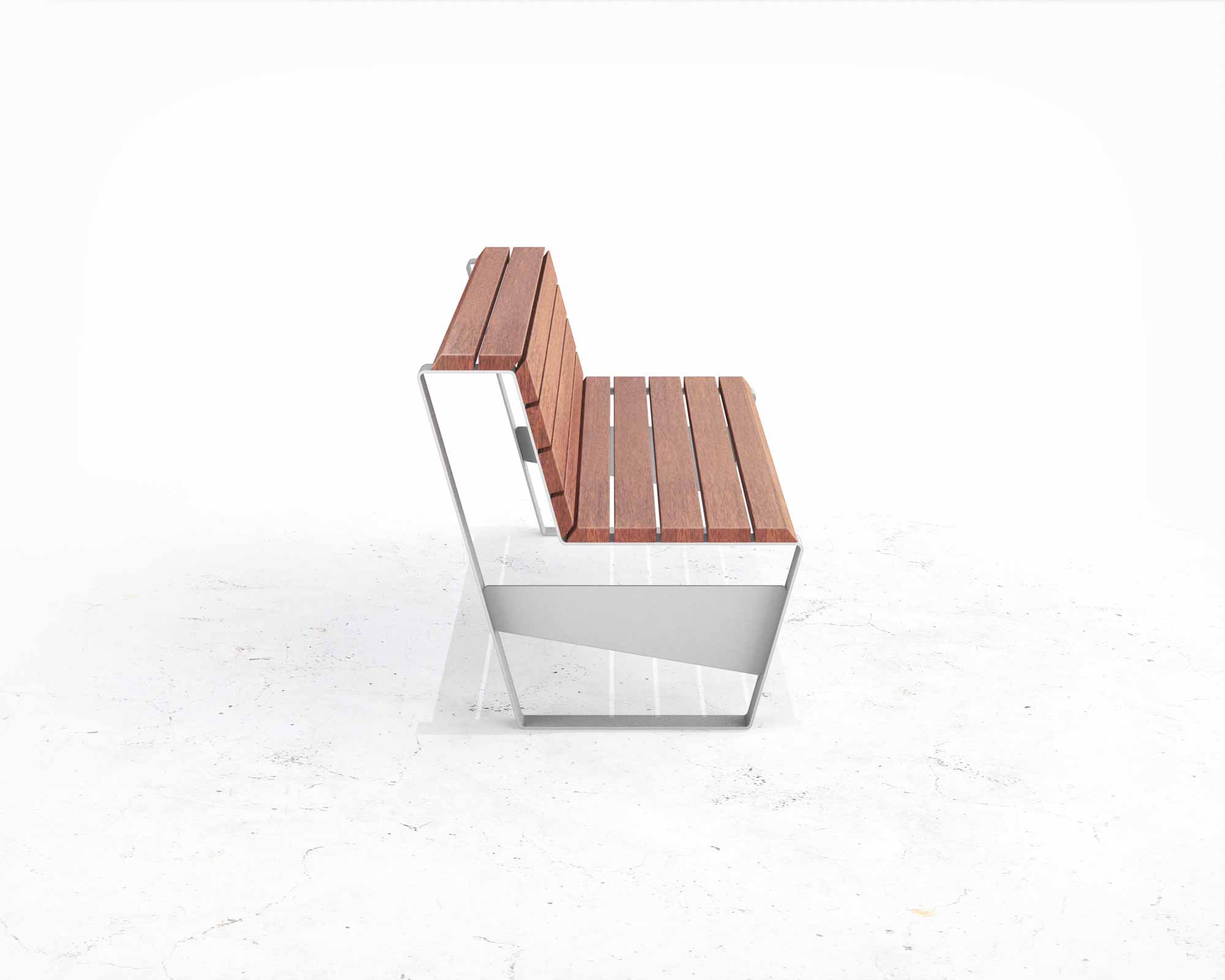 Street and Garden –cruiser-backed-bench-side