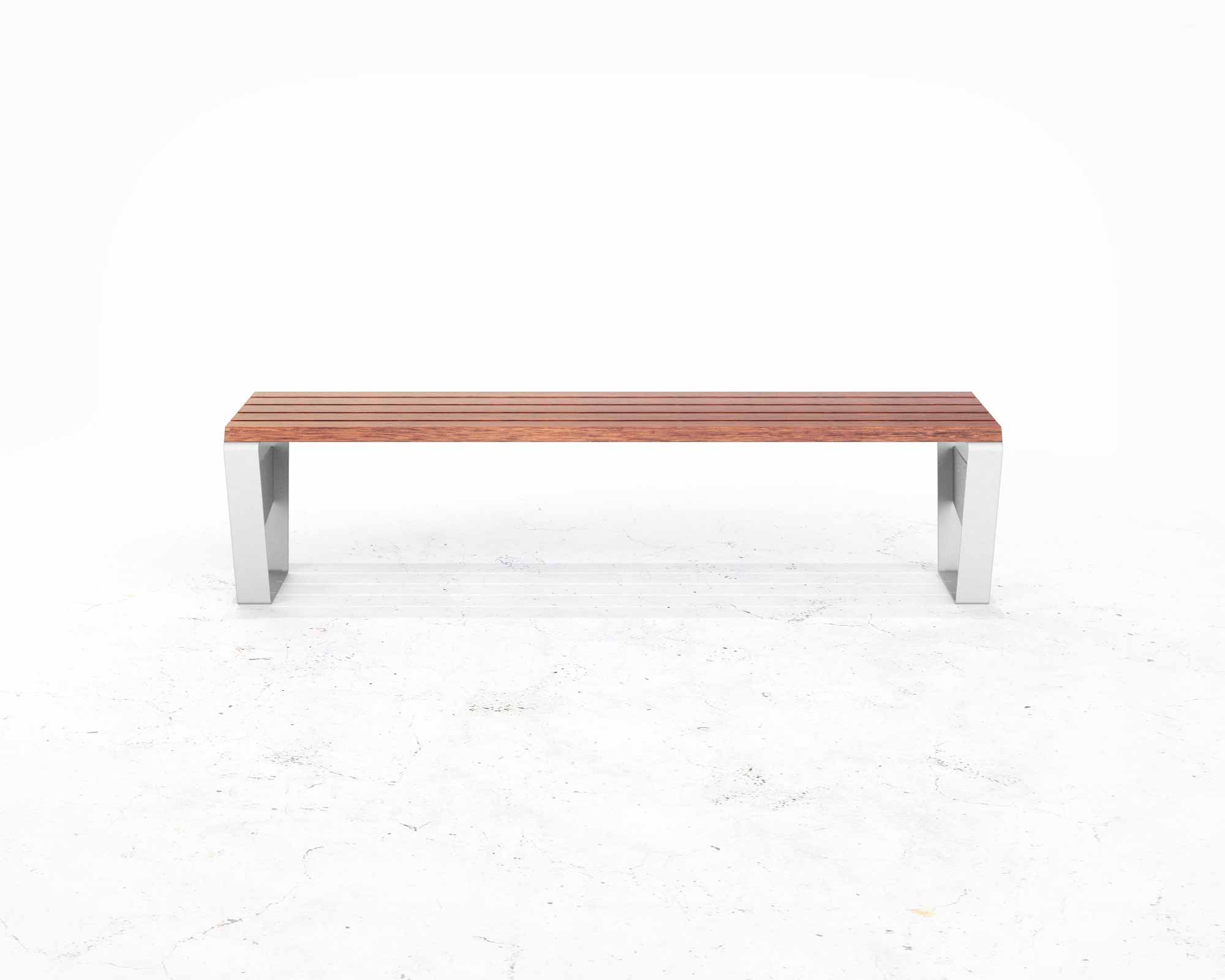 Street and Garden –cruiser-backless-platform-bench-front