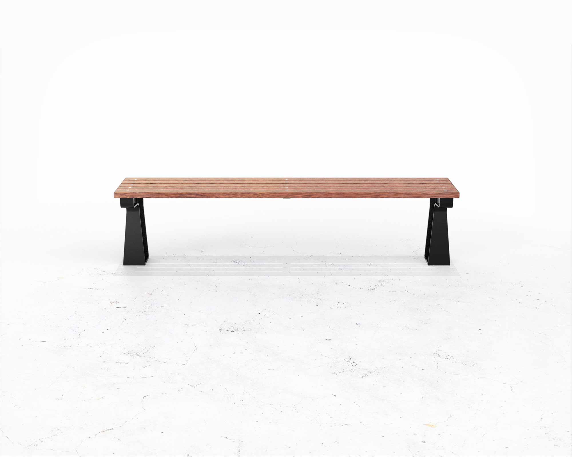 Street and Garden –lakes-backless-bench-front-1