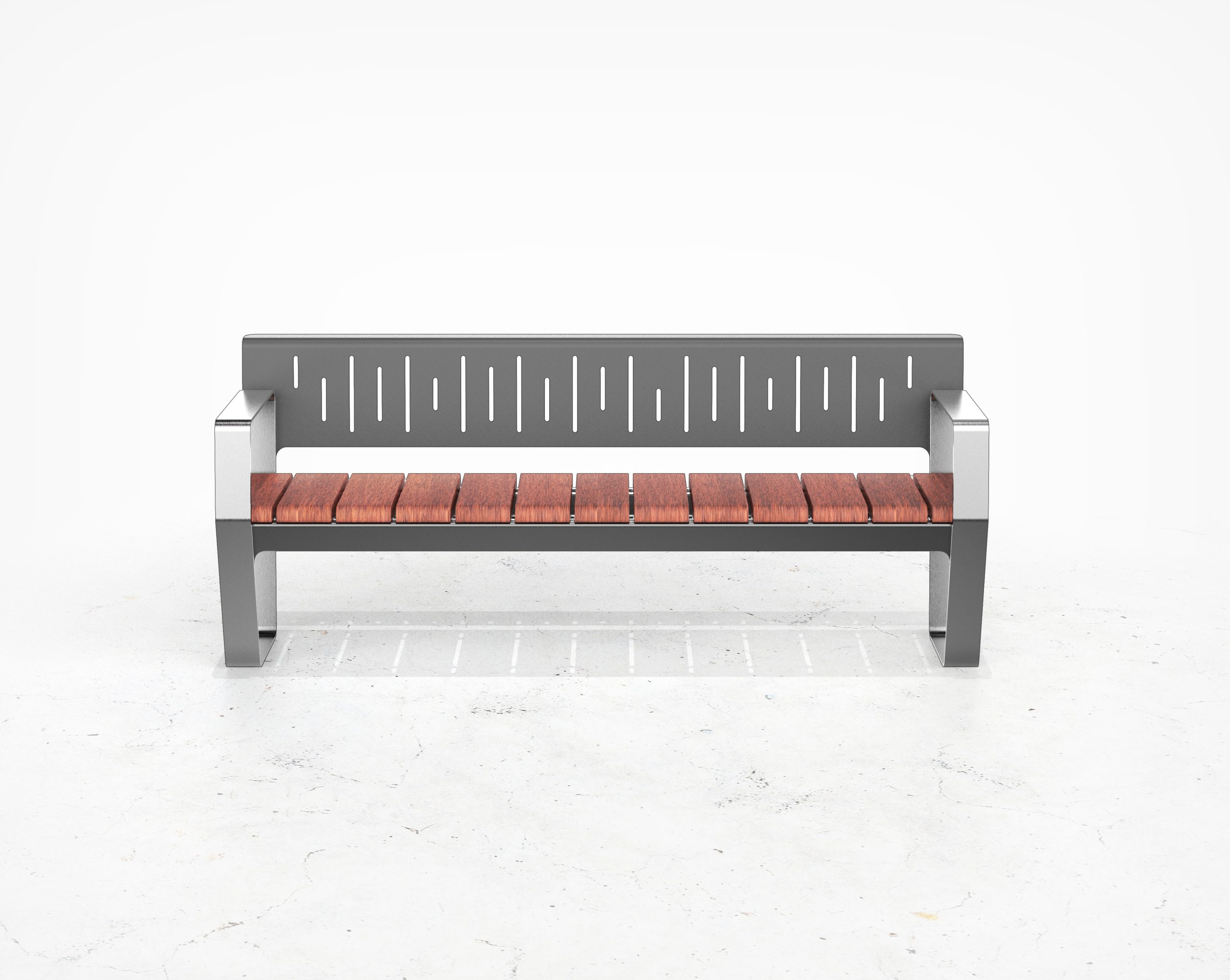 Street and Garden –Marina – Timber Backed Bench – FRONT RevB
