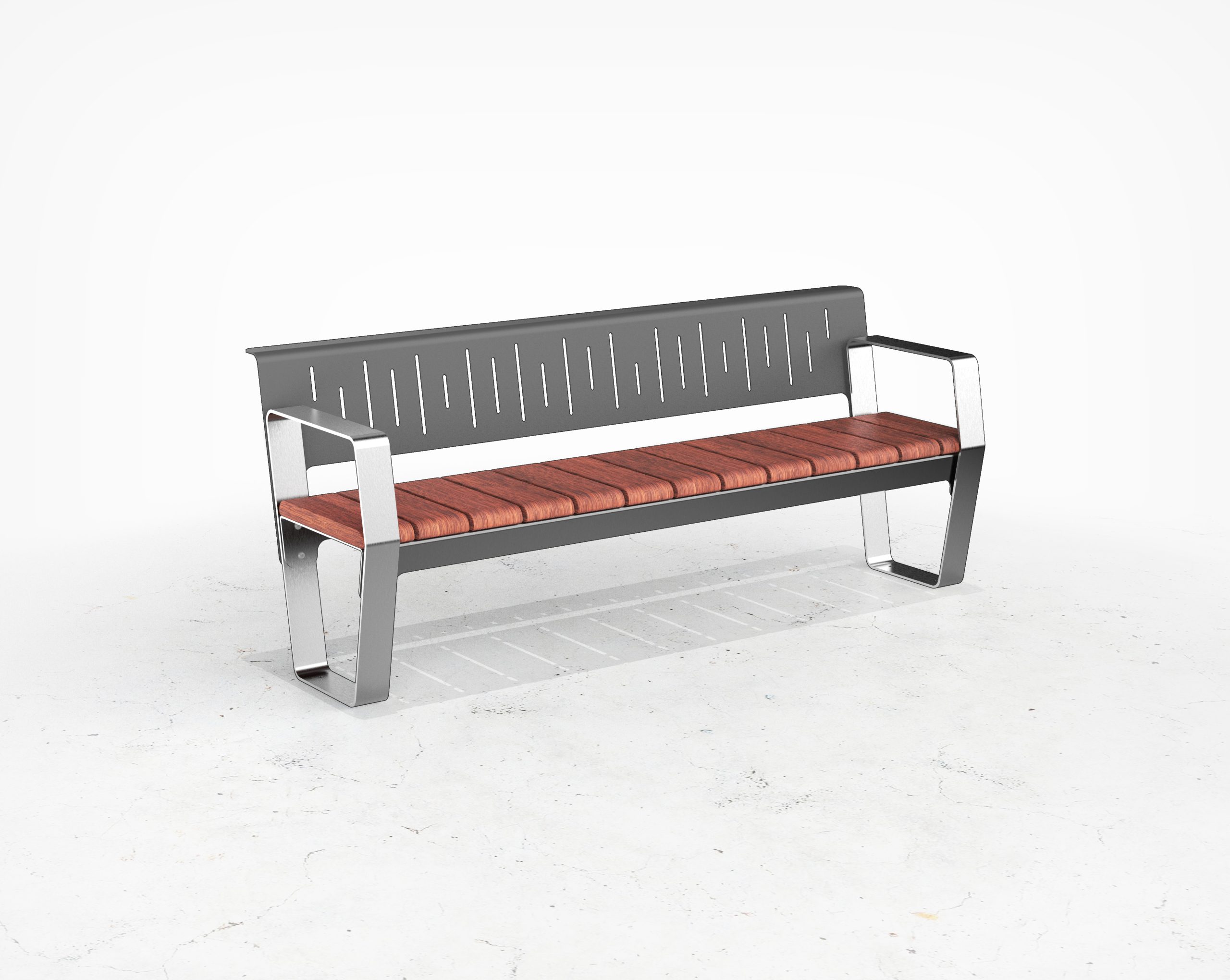 Street and Garden –Marina – Timber Backed Bench – HERO RevB