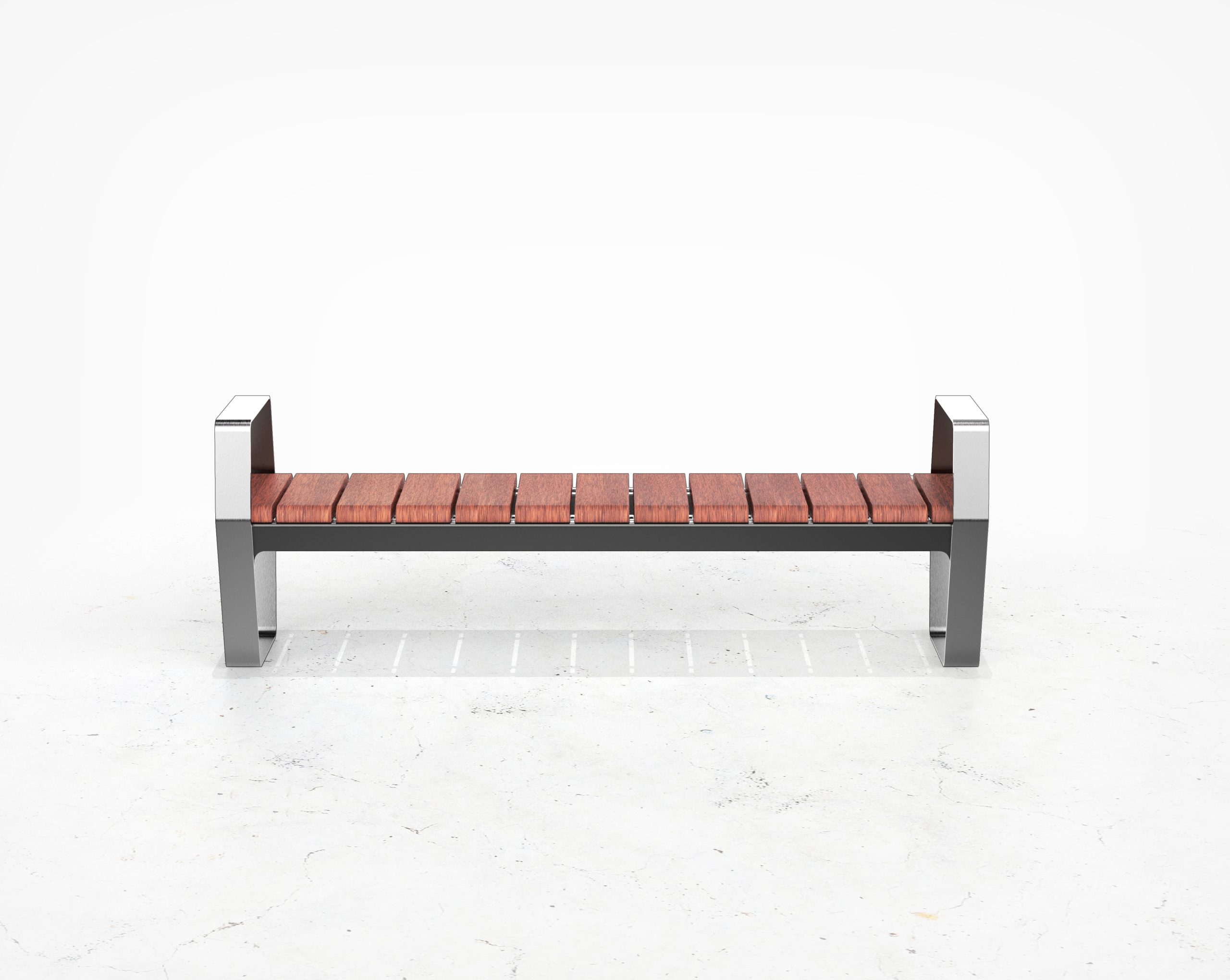 Street and Garden –Marina – Timber Backless Bench – FRONT RevB