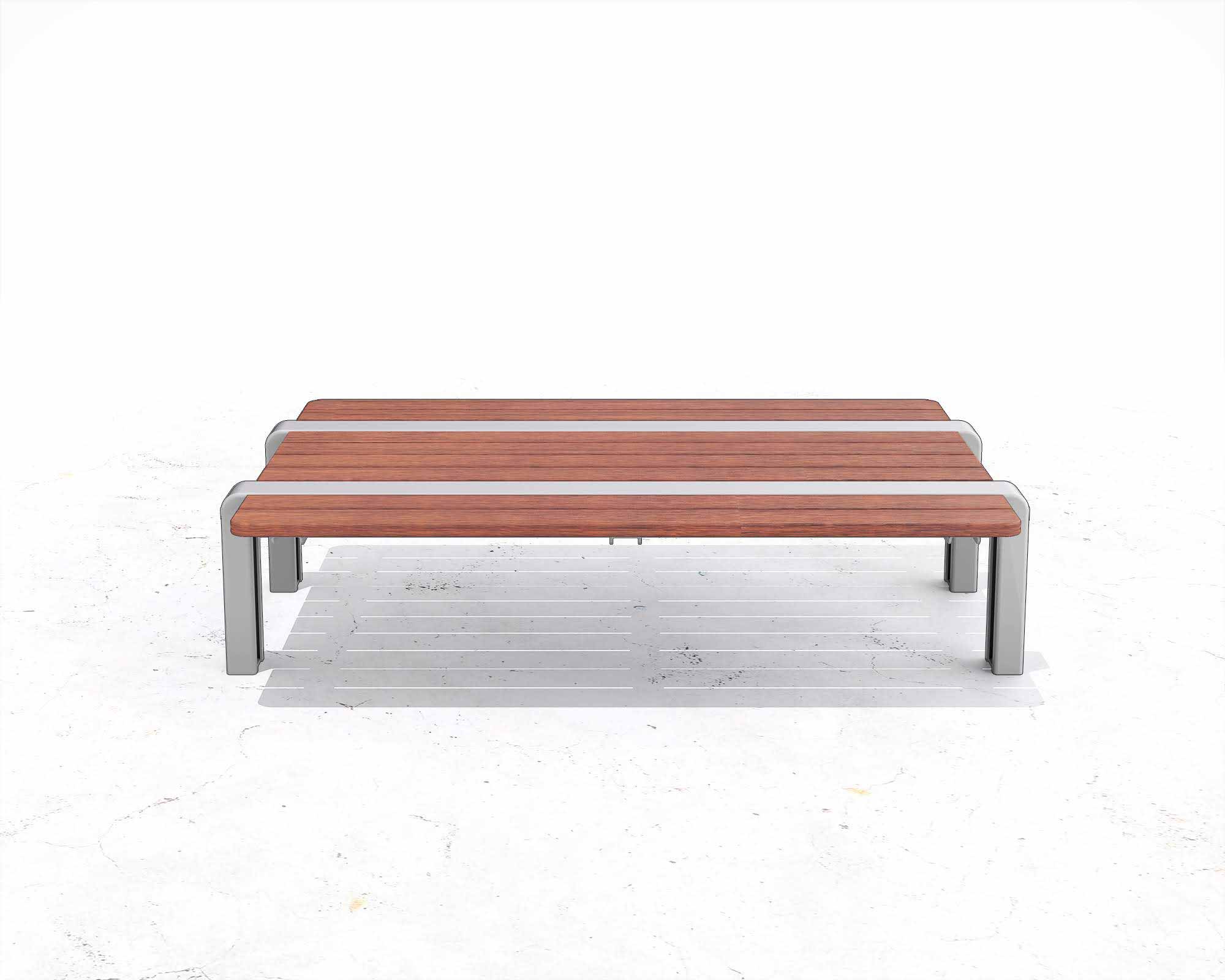 Street and Garden –VERSA–backless-double-platform-bench—front